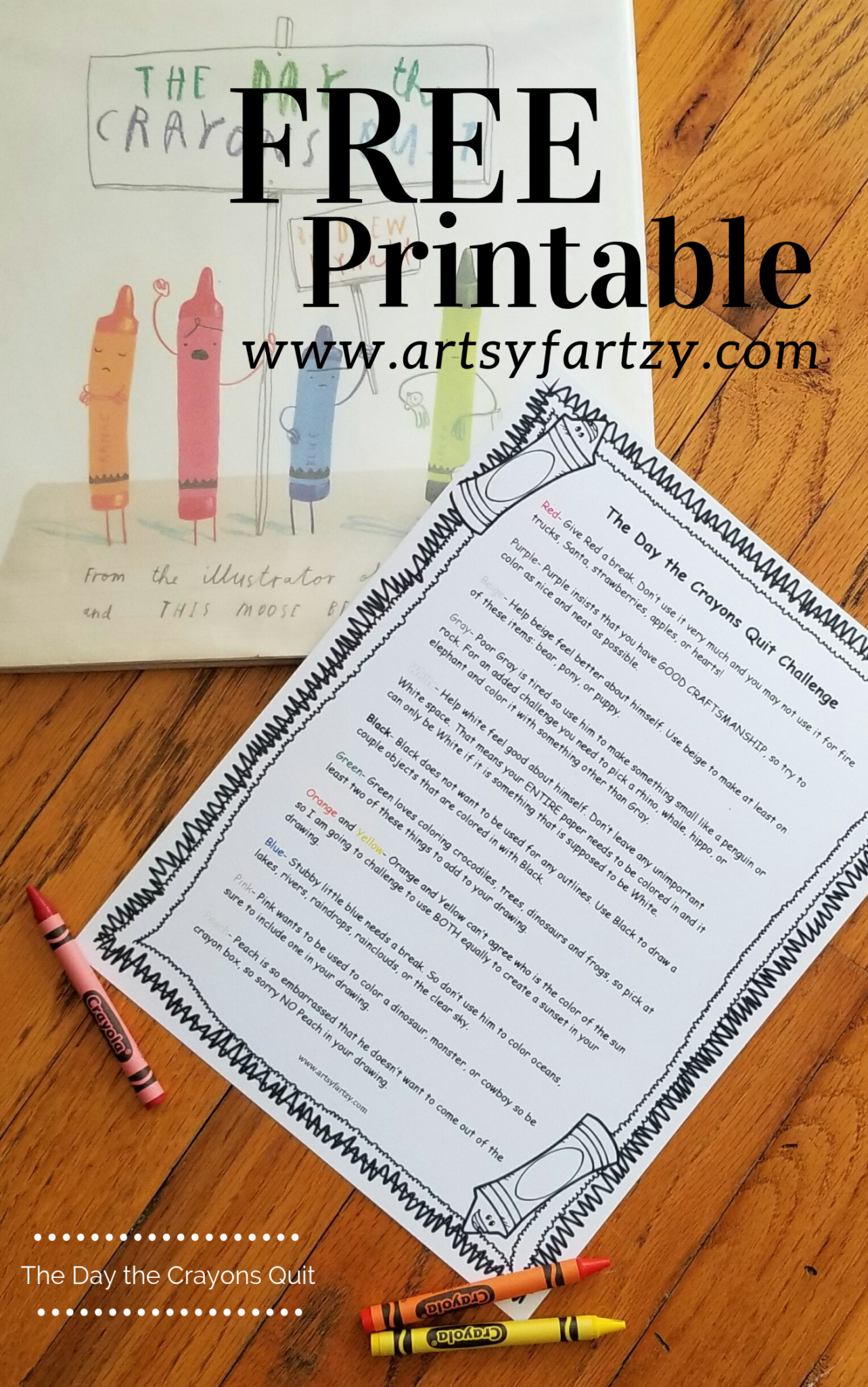 Free Printable for The Day the Crayons Quit Activities