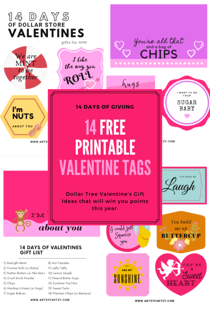 14 Valentine Git Ideas for Him with Free Pintable Valetines Tags and Shopping List