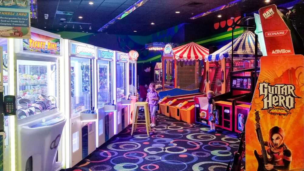Family friendly florida vacation at the Holiday Inn Resort Orlando Suites — Waterpark arcade