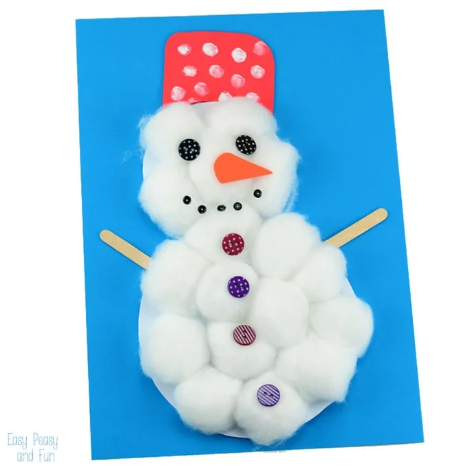 Cotton ball snowman toddler art