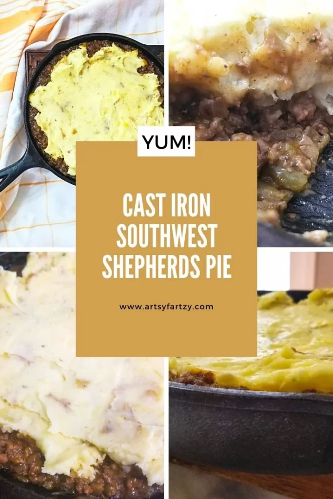 southwest shepherds pie in a cast iron pan